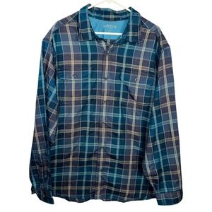 ORVIS Mens XXL Plaid Long Sleeve Button Up Shirt Classic Outdoor Gorpcore Blue